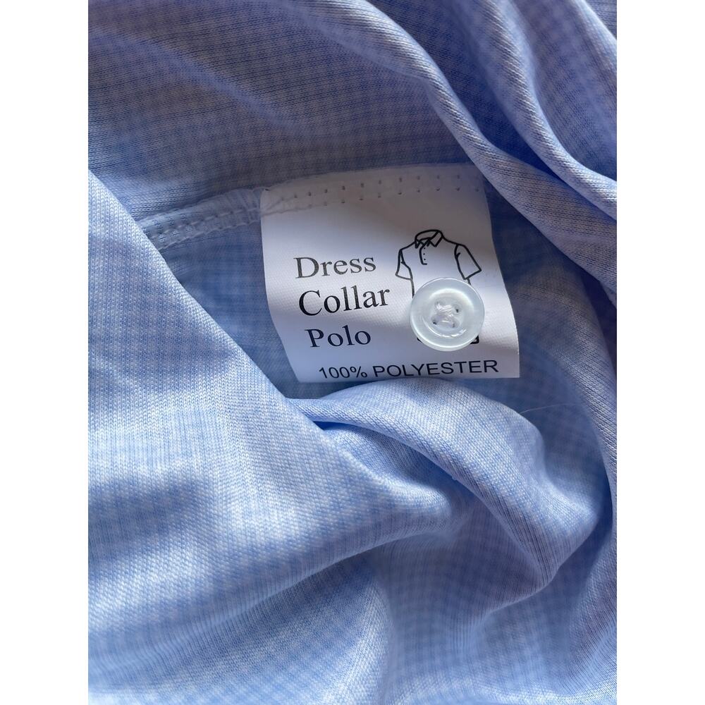 Collars and Co Polo Shirt Semi Spread Collar Blue Houndstooth Size XL NEW - Picture 9 of 10